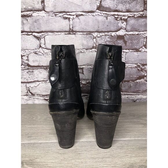 Rag & Bone Black Leather Ankle Back Zip Heel Booties Women Sz 39.5EU/9M US - Picture 4 of 16